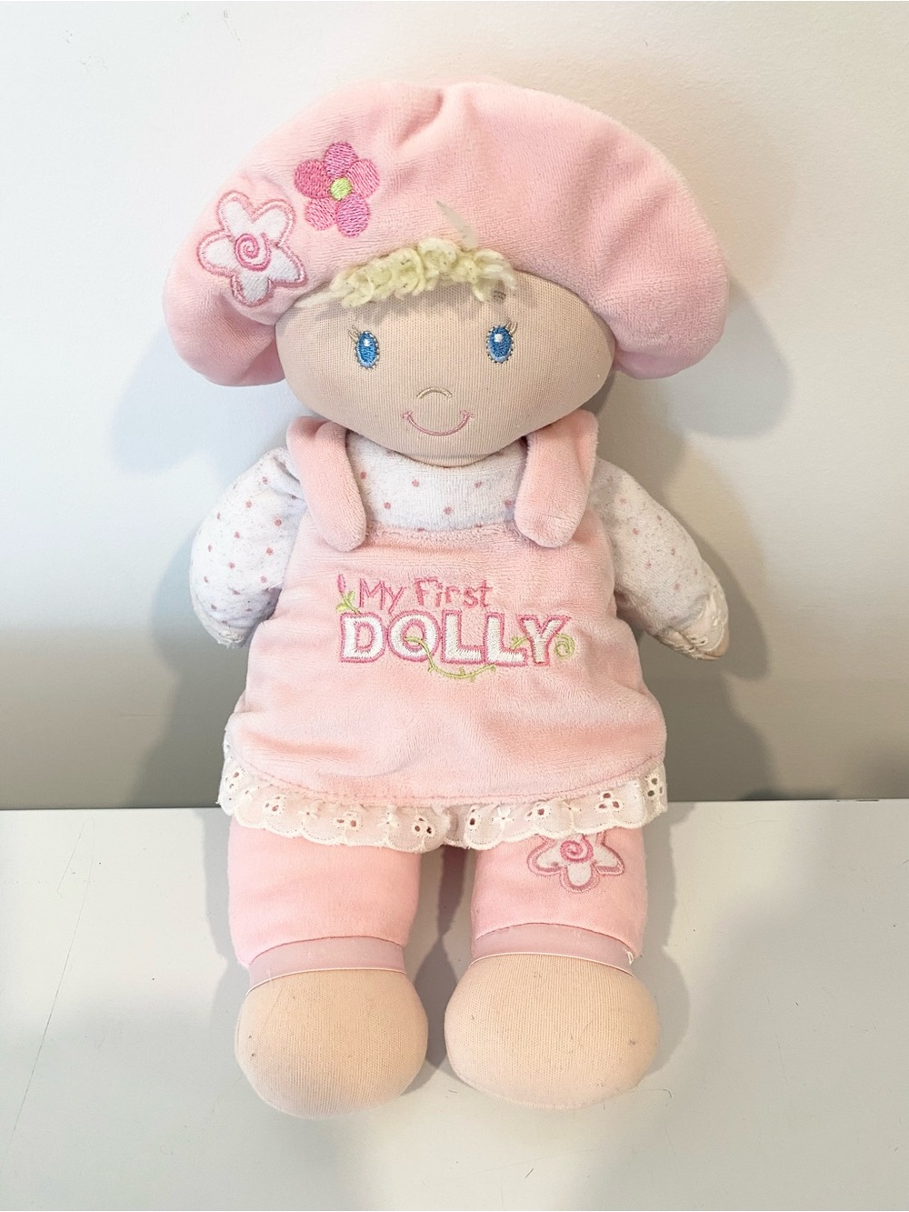 GUND My First Dolly Pink Baby Doll Plush 14” Flowers Soft Stuffed Lovey